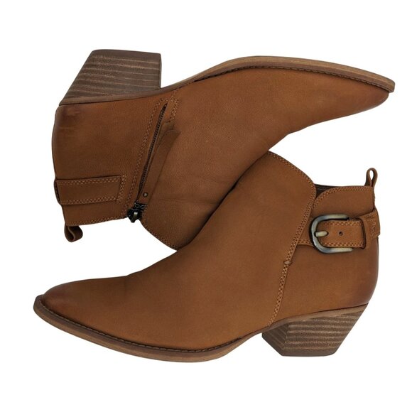 Sam Edelman Western Leather Ankle Booties Women Size 8 Boho Buckle Block Heel - Picture 2 of 13